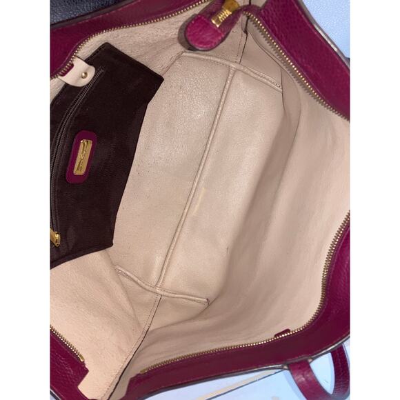 SALVATORE FERRAGAMO LARGE WINE PEBBLED LEATHER HANDBAG ASIS - Picture 14 of 16